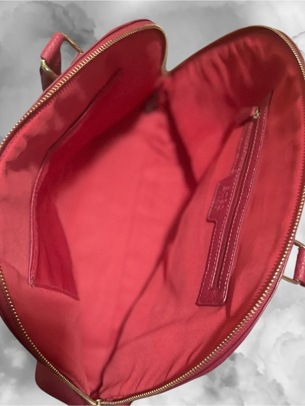 BCBG Paris Berry Pink Pebbled Faux Leather Dome Bowler Satchel Bag Gold HW